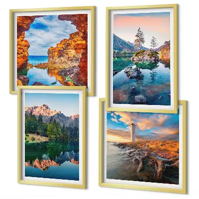 Multi-piece wall decor set mountain lakes with rock reflections