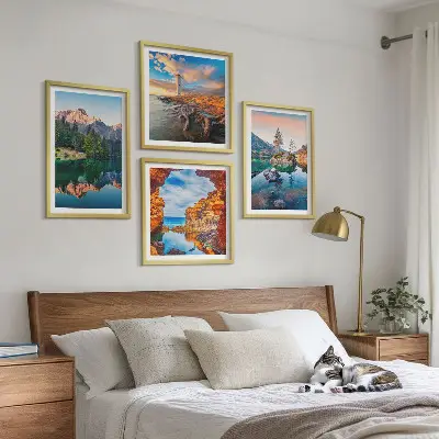 Multi-piece wall decor set mountain lakes with rock reflections