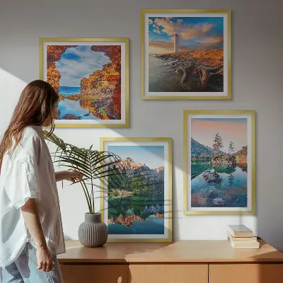 Multi-piece wall decor set mountain lakes with rock reflections
