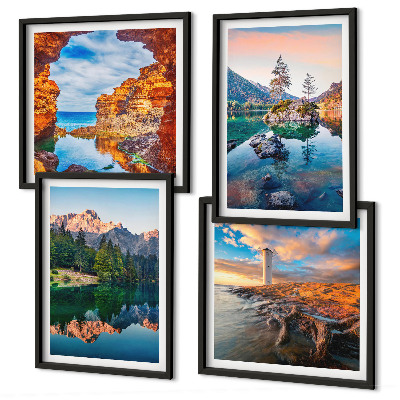 Multi-piece wall decor set Mountain lakes reflection of rocks