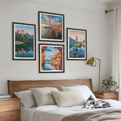 Multi-piece wall decor set mountain lakes with rock reflections