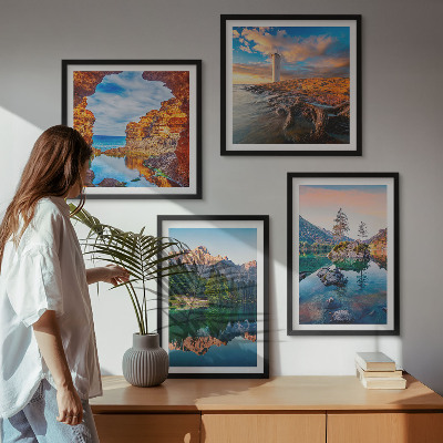 Multi-piece wall decor set Mountain lakes reflection of rocks