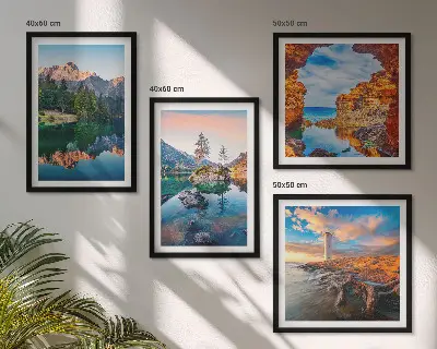 Multi-piece wall decor set mountain lakes with rock reflections