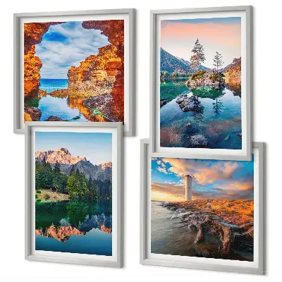 Multi-piece wall decor set mountain lakes with rock reflections