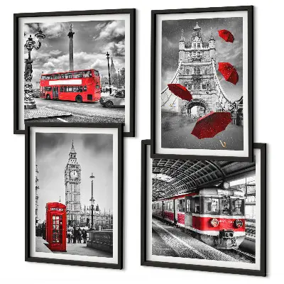 Wall art set Red Accents London