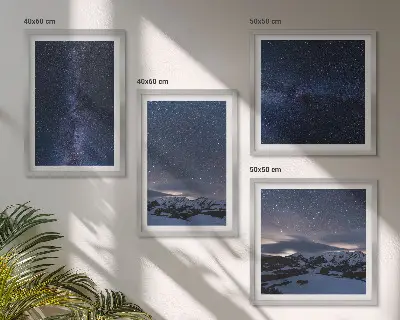 Wall art set night sky mountains and stars 4 piece collection