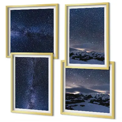 Wall art set night sky mountains and stars 4 piece collection