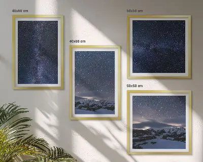 Wall art set night sky mountains and stars 4 piece collection