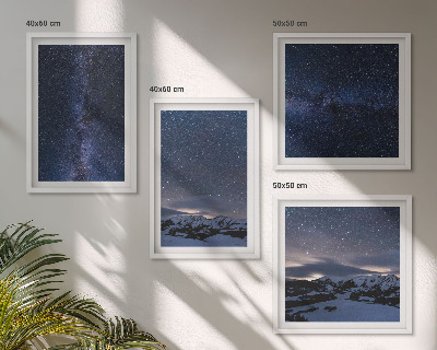 Set of 4 wall art pieces Night sky mountains stars