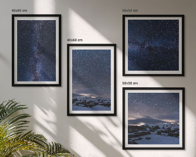 Set of 4 wall art pieces Night sky mountains stars