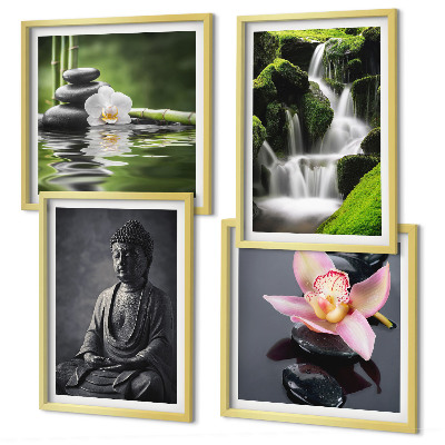 Multi-piece wall decor set ZEN paintings water stones Buddha