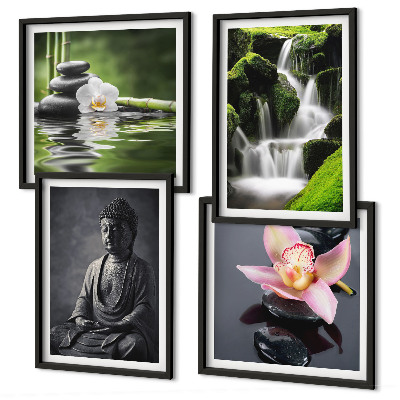 Multi-piece wall decor set ZEN paintings water stones Buddha