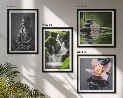 Zen Buddha wall art set with water stones multi-piece decorative painting collection