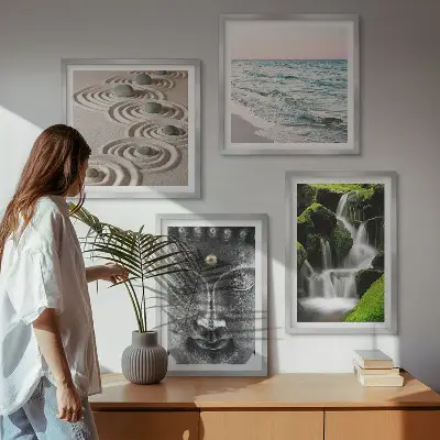 Buddha wall art set the peace of nature
