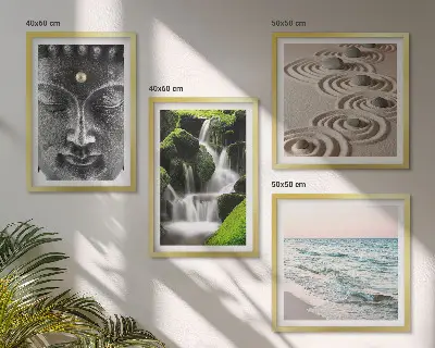 Buddha wall art set the peace of nature