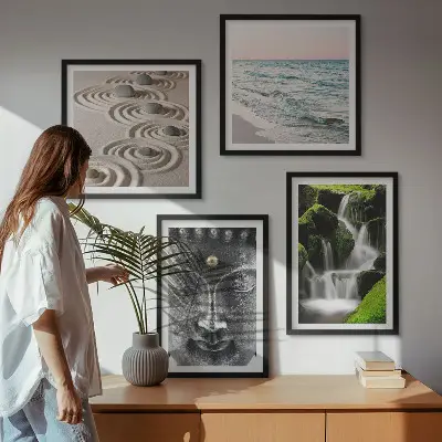 Buddha wall art set the peace of nature