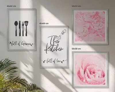 Rose Wall Art Set set of 4 delicate floral kitchen prints