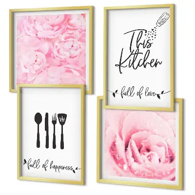 Rose Wall Art Set set of 4 delicate floral kitchen prints