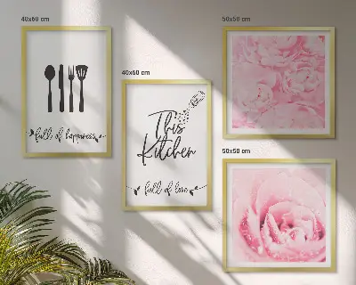 Rose Wall Art Set set of 4 delicate floral kitchen prints