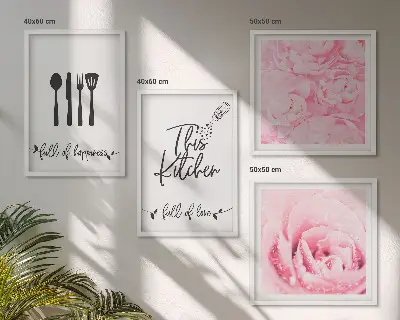 Rose Wall Art Set set of 4 delicate floral kitchen prints
