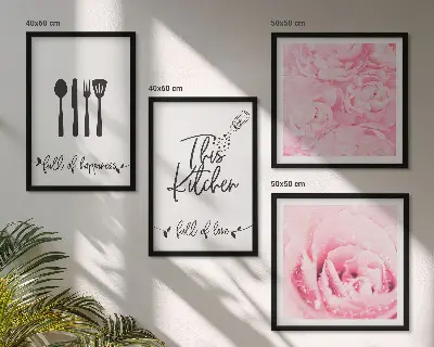 Rose Wall Art Set set of 4 delicate floral kitchen prints