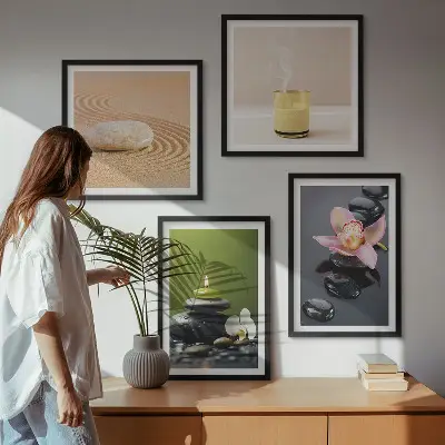 Multi-piece Zen stone wall art set relaxing decor for a peaceful home