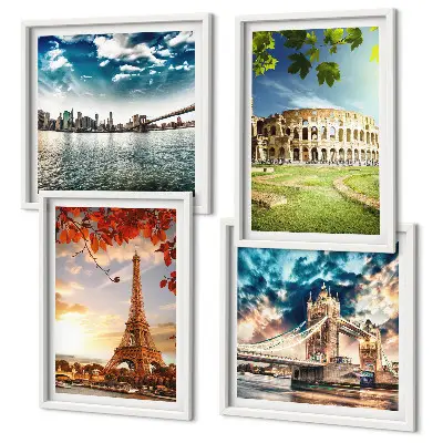 Monuments of Europe wall art set set of 4 pieces in warm colors