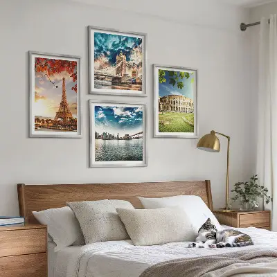 Monuments of Europe wall art set set of 4 pieces in warm colors