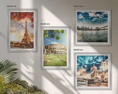 Monuments of Europe wall art set set of 4 pieces in warm colors