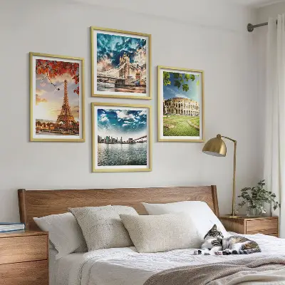 Monuments of Europe wall art set set of 4 pieces in warm colors