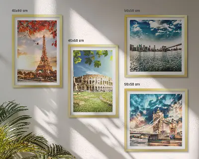 Monuments of Europe wall art set set of 4 pieces in warm colors