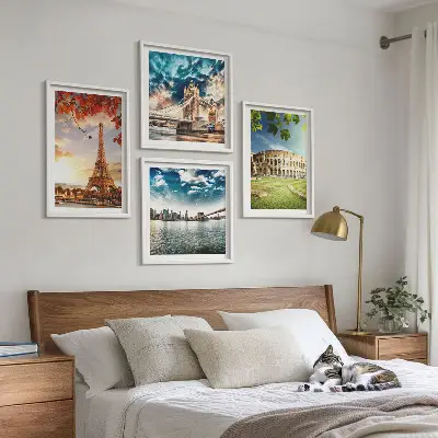 Monuments of Europe wall art set set of 4 pieces in warm colors