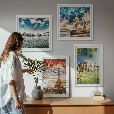 Monuments of Europe wall art set set of 4 pieces in warm colors