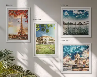Monuments of Europe wall art set set of 4 pieces in warm colors