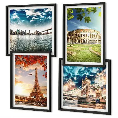 Monuments of Europe wall art set set of 4 pieces in warm colors