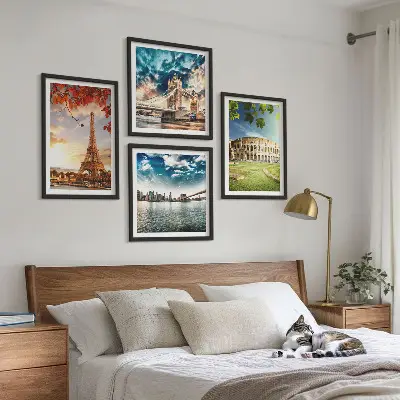 Monuments of Europe wall art set set of 4 pieces in warm colors