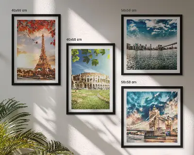 Monuments of Europe wall art set set of 4 pieces in warm colors