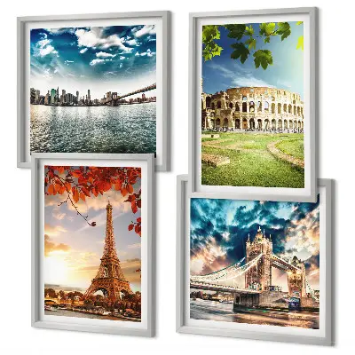 Monuments of Europe wall art set set of 4 pieces in warm colors