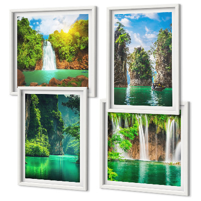 Multi-piece wall decor set Green landscapes waterfalls