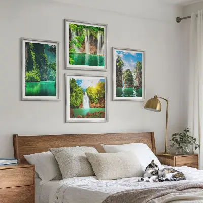 Multi-piece wall art set green landscapes and waterfalls