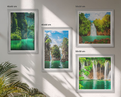 Multi-piece wall decor set Green landscapes waterfalls