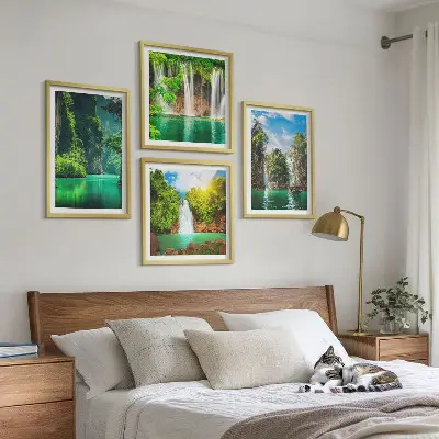 Multi-piece wall art set green landscapes and waterfalls