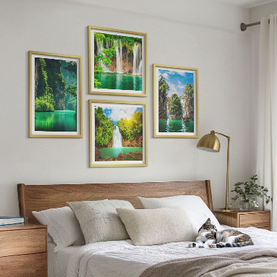 Multi-piece wall decor set Green landscapes waterfalls
