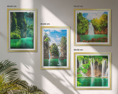 Multi-piece wall decor set Green landscapes waterfalls