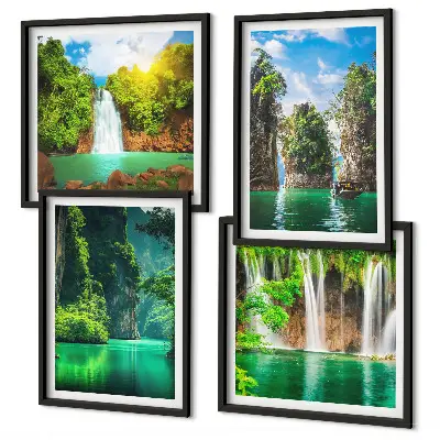 Multi-piece wall art set green landscapes and waterfalls