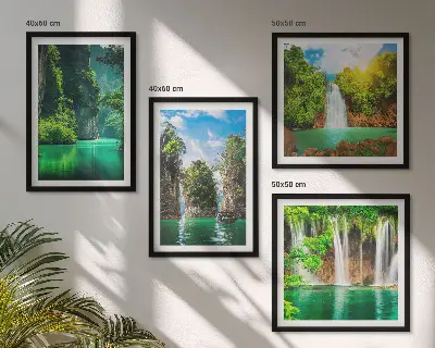 Multi-piece wall art set green landscapes and waterfalls