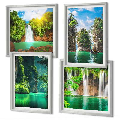 Multi-piece wall decor set Green landscapes waterfalls