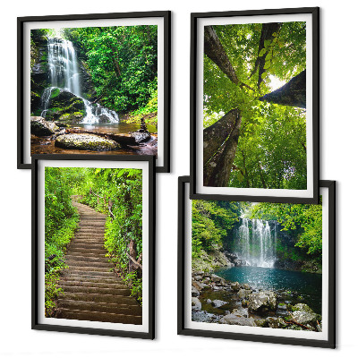Wall art set Path forest waterfall vegetation