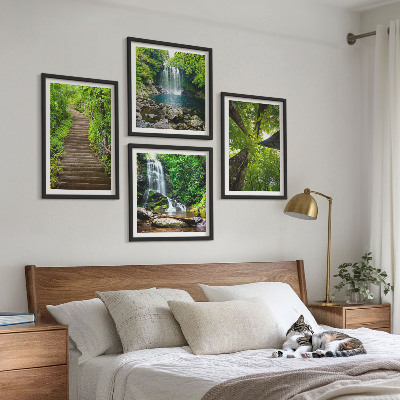 Wall art set Path forest waterfall vegetation