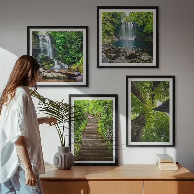 Wall art set Path forest waterfall vegetation